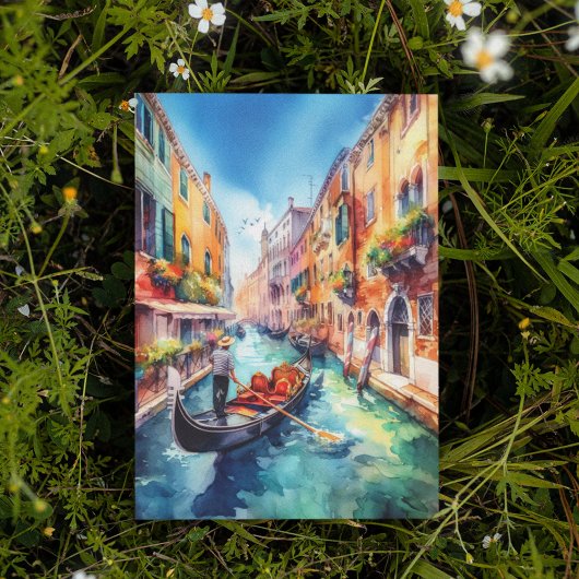 ヴェネツィアカナルズイタリア水彩絵葉書 招待状