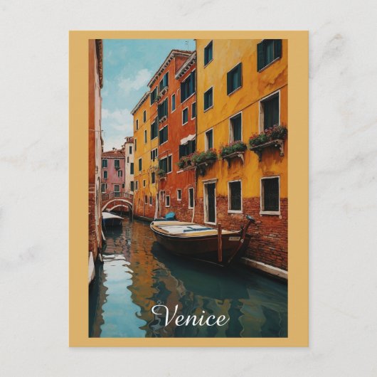 ヴェネツィアカラフルカナルボートトラベル ポストカード (正面)