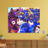 ヴェネツィアカラフルカーニバルマ伝統的スクスケッチ キャンバスプリント (インサイチュ (リビング))