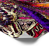 ヴェネツィアカラフルカーニバルマ伝統的スクスケッチ ポスター (角)