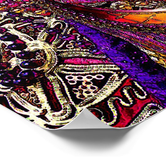 ヴェネツィアカラフルカーニバルマ伝統的スクスケッチ ポスター (角)