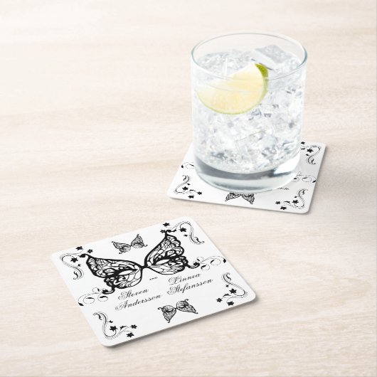 ヴェネツィアカーニバルマスクビクトリアンフラ華美リッシュ スクエアペーパーコースター (インサイチュ)