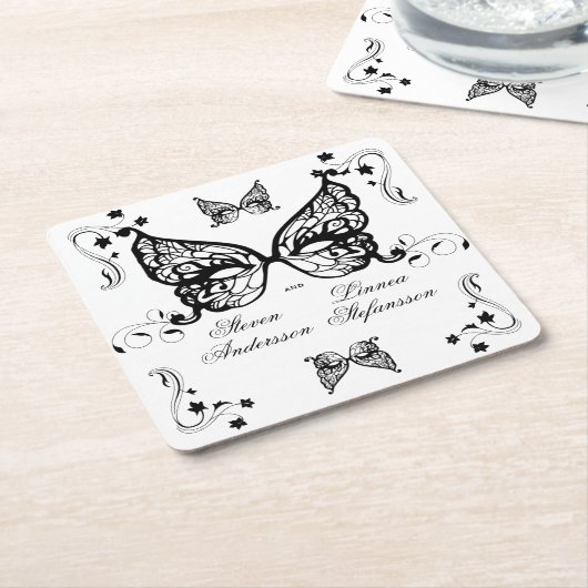 ヴェネツィアカーニバルマスクビクトリアンフラ華美リッシュ スクエアペーパーコースター (アングル)