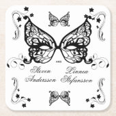 ヴェネツィアカーニバルマスクビクトリアンフラ華美リッシュ スクエアペーパーコースター (正面)