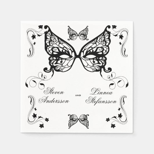 ヴェネツィアカーニバルマスクビクトリアンフラ華美リッシュ スタンダードカクテルナプキン (正面)