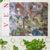 ヴェネツィアカーニバルマスク茶タオル キッチンタオル (折り畳み)