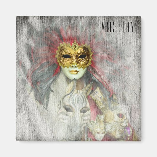 ヴェネツィアカーニバルマスクNo.4イタリア(冷蔵庫用マグネット) マグネット (正面)