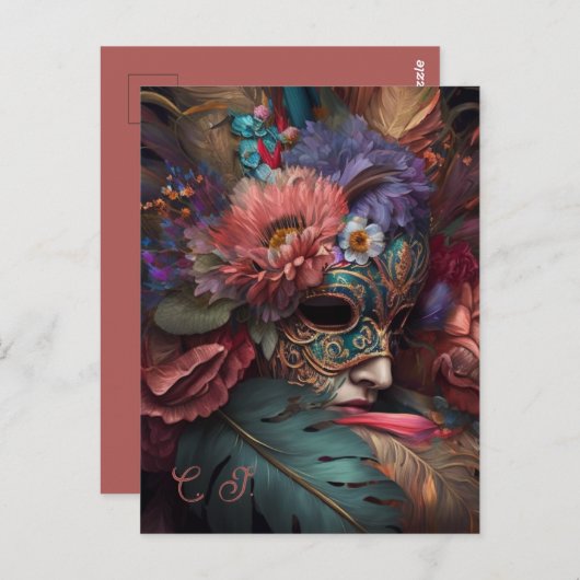 ヴェネツィアカーニバル花模様 ポストカード (正面/裏面)