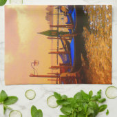 ヴェネツィアグランドカナル&ゴンドライタリア旅行アートワーク キッチンタオル (折り畳み)