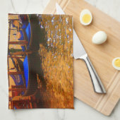 ヴェネツィアグランドカナル&ゴンドライタリア旅行アートワーク キッチンタオル (四つ折り)