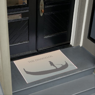 ヴェネツィアゴンドラシルエットアットサンセットパーソナライズされた ドアマット