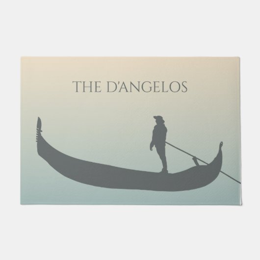 ヴェネツィアゴンドラシルエットアットサンセットパーソナライズされた ドアマット (正面)