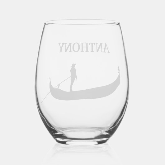 ヴェネツィアゴンドラシルエットインブラック ステムなしワイングラス (裏面)