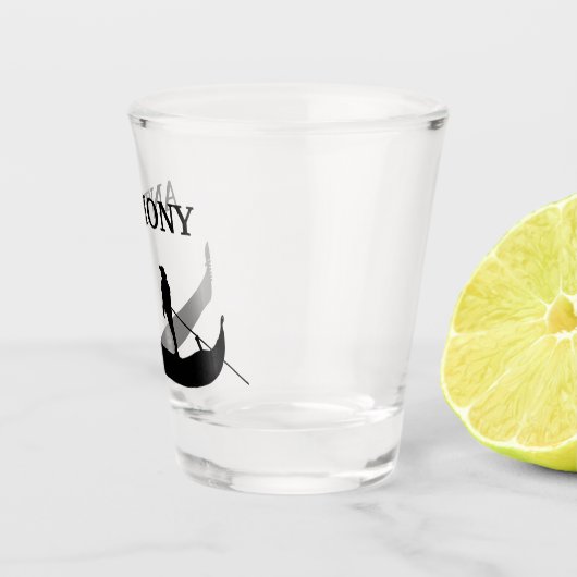 ヴェネツィアゴンドラシルエットブラックパーソナライズされた ショットグラス (右)