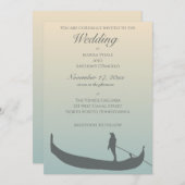 ヴェネツィアゴンドラシルエット結婚アットサンセット 招待状 (正面/裏面)