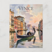 ヴェネツィアゴンドラライドウォーターカラーカナルカラフル ポストカード (正面)