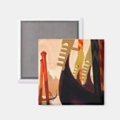 ヴェネツィアゴンドラヴィンテージトラベル マグネット (正面/裏面)