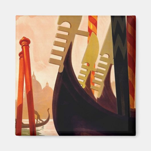 ヴェネツィアゴンドラヴィンテージトラベル マグネット (正面)