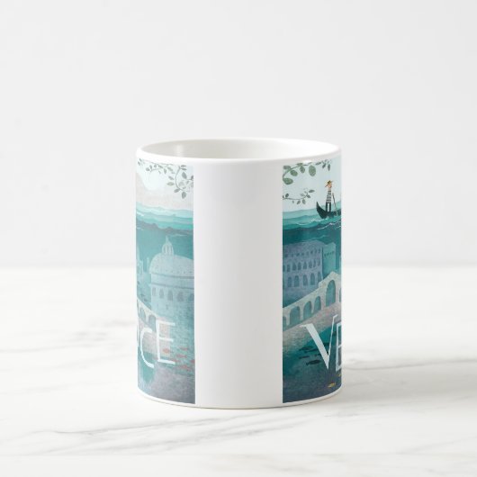 ヴェネツィアゴンドラ旅行休暇レトロポスト コーヒーマグカップ (中央)