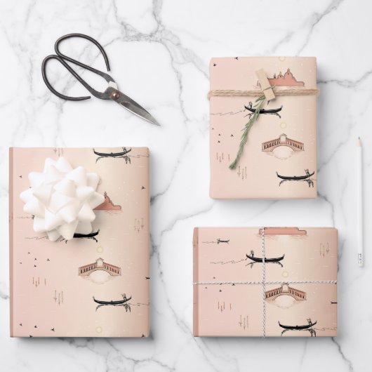 ヴェネツィアゴンドラ日中ラッピング紙 ラッピングペーパーシート (正面)