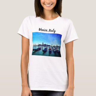 ヴェネツィアゴンドラ船イタリアブルースカイ Tシャツ