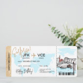 ヴェネツィアサプライズ誕生日ボーディングパスチケット 招待状 (スタンド正面)