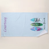 ヴェネツィアビーチカリフォルニアサーフボーパーソナライズされたド ビーチタオル (正面)