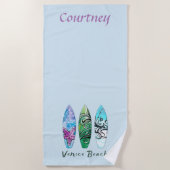 ヴェネツィアビーチカリフォルニアサーフボーパーソナライズされたド ビーチタオル (正面)