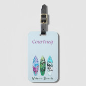ヴェネツィアビーチカリフォルニアサーフボーパーソナライズされたド ラゲッジタグ (正面縦)