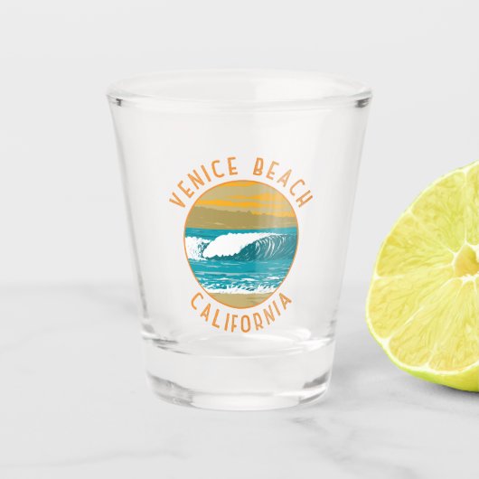 ヴェネツィアビーチカリフォルニアトラベルアートヴィンテージ ショットグラス (正面)