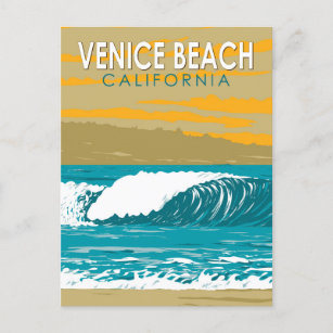 ヴェネツィアビーチカリフォルニアトラベルアートヴィンテージ ポストカード