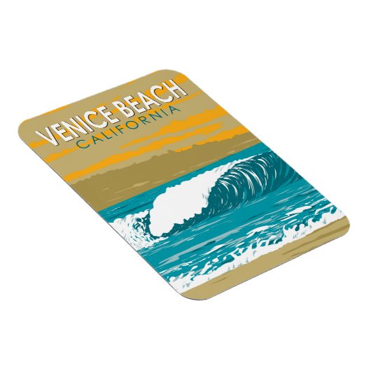ヴェネツィアビーチカリフォルニアトラベルアートヴィンテージ マグネット (右側)