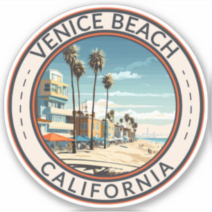 ヴェネツィアビーチカリフォルニアボードウォークトラベルアートレトロ シール