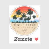 ヴェネツィアビーチカリフォルニアレトロパームツリーズ土産 シール (シート)