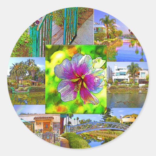 ヴェネツィアビーチコラージシール ラウンドシール (正面)