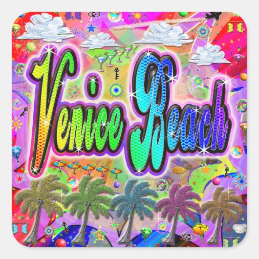 ヴェネツィアビーチビスタ表現ステッカー スクエアシール (正面)