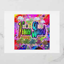 ヴェネツィアビーチビスタ表現ハガキ 箔シーズンポストカード