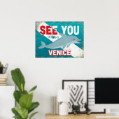 ヴェネツィアフロリダドルフィン – レトロヴィンテージトラベル ポスター (ホームオフィス)