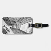 ヴェネツィアブリッジため息の白黒とゴンドラ ラゲッジタグ (正面横)