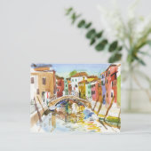 ヴェネツィアブリッジウォーターカラーアート ポストカード (スタンド正面)