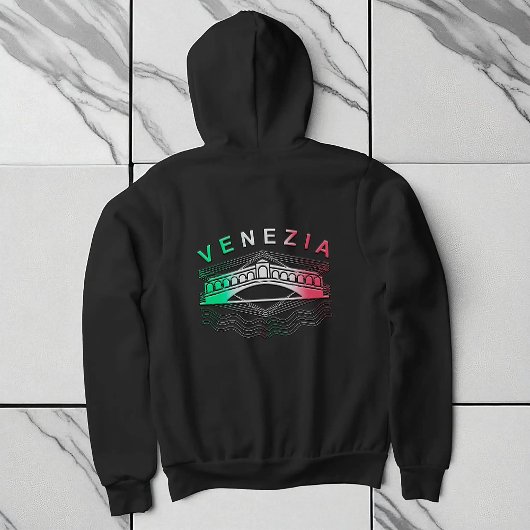 ヴェネツィアリアルトはっきりしたラインズウーメンズフルジップフード付きスウェットシャツ パーカ