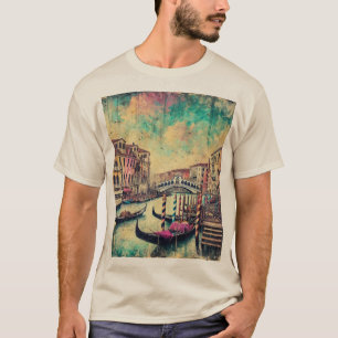 ヴェネツィアリアルト橋とゴンドラ Tシャツ