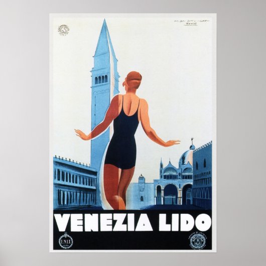ヴェネツィアリドイタリアホリデートラベルイタリアンヴィンテージ ポスター (正面)