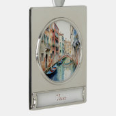 ヴェネツィアンゴンドラ旅行アートウォーターカラーオーナメント シルバープレートバナーオーナメント (右)
