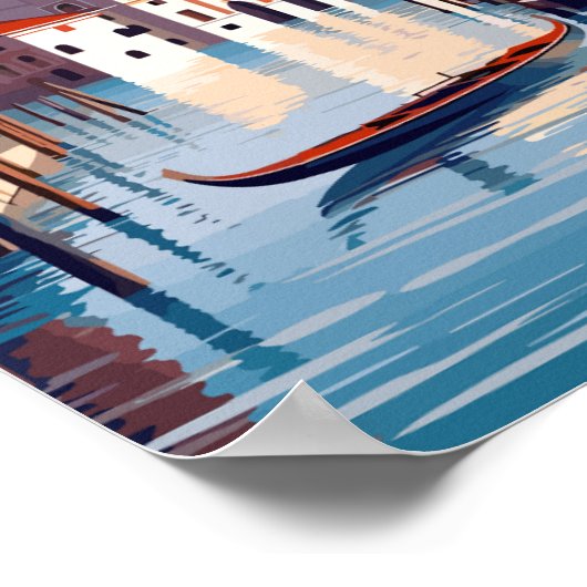 ヴェネツィアヴィンテージトラベルプレイスイラストレーション ポスター (角)