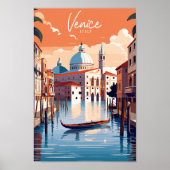 ヴェネツィアヴィンテージトラベルプレイスイラストレーション ポスター (正面)