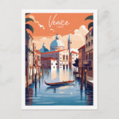ヴェネツィアヴィンテージトラベルプレイスイラストレーション ポストカード (正面)