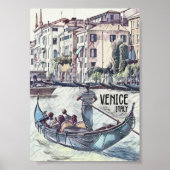ヴェネツィアヴィンテージトラベルレトロポストカードアート ポスター (正面)