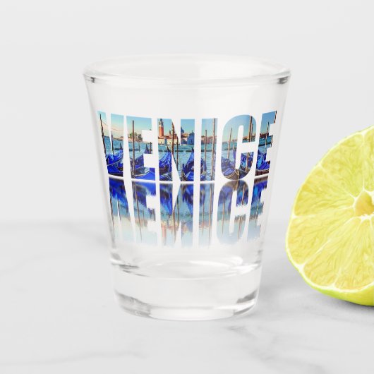 ヴェネツィア文字と反射ガラス ショットグラス (正面)