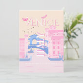ヴェネツィア旅行アート，イタリア，旅行アート，ピンク シーズンカード (スタンド正面)